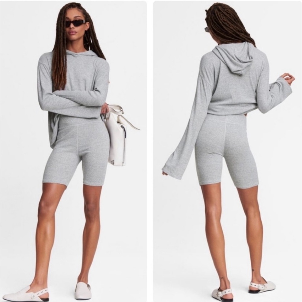 NWT Rag & Bone the knit ribbed biker shorts in gray - S